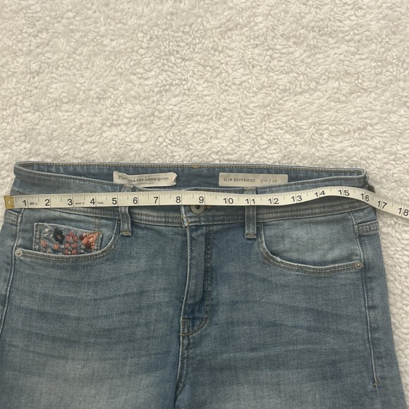 Pilcro & Letterpress Anthropologie Slim Boyfriend Denim Shorts Embroidered Sz 28 - Picture 10 of 13